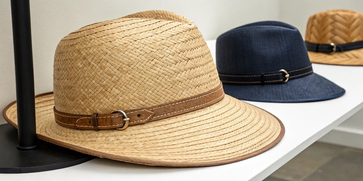 Various styles of authentic Gallo Fino hats for Texans beisbol fans.