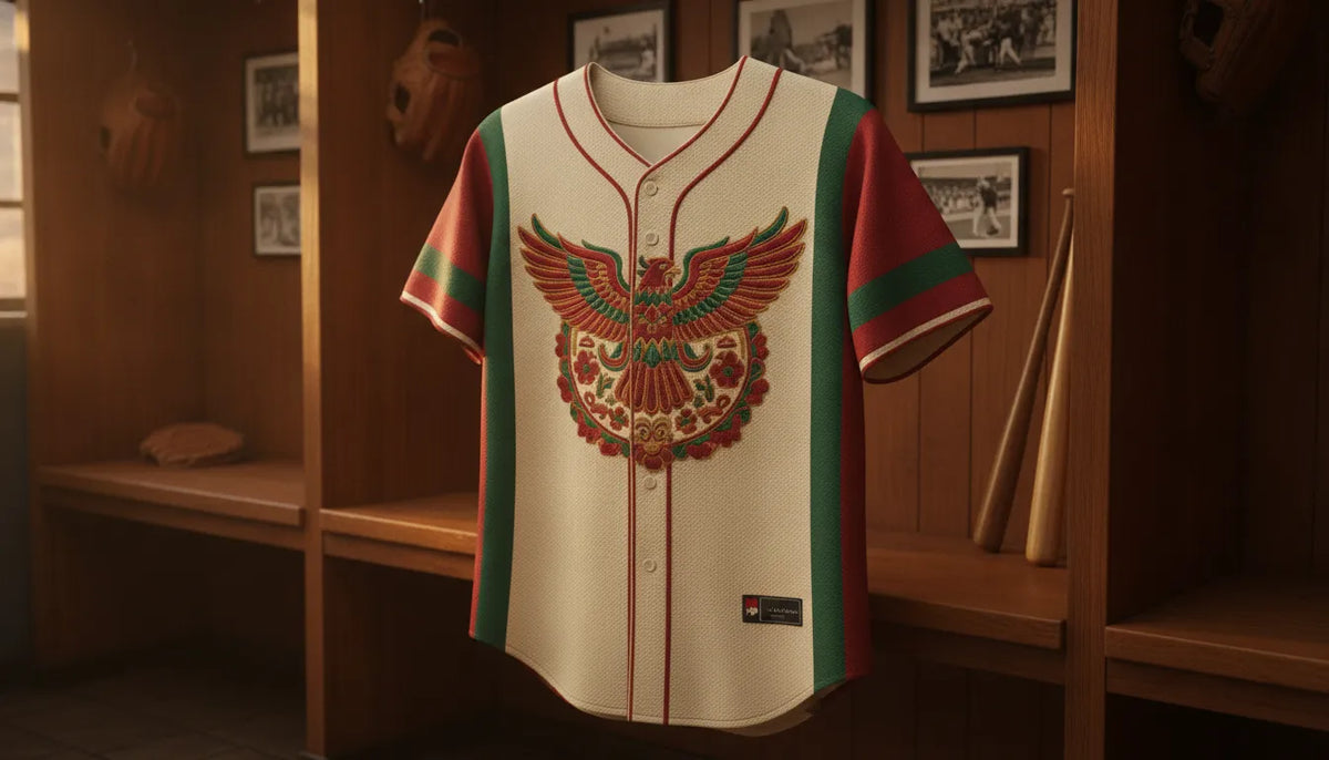 Authentic Mexican baseball jerseys with embroidered details