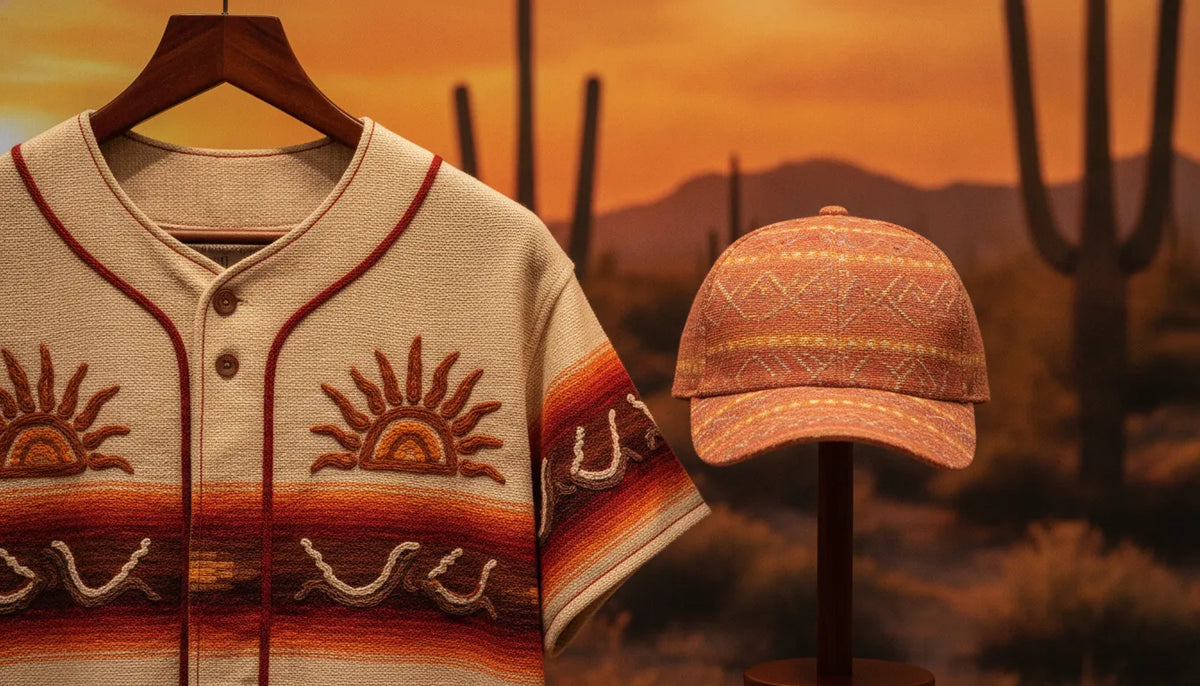 Premium embroidered Mexican baseball jersey and cap for beisbol Arizona luxury apparel
