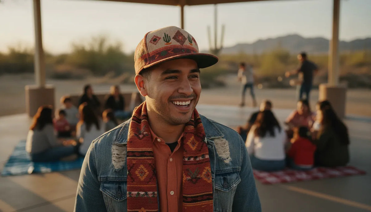 Arizona fan wearing a Mexican-inspired baseball snapback hat