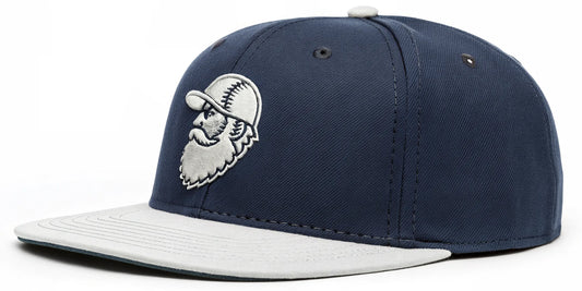 Barbas beisbol fan hat in navy blue with a white brim and embroidered bearded mascot.