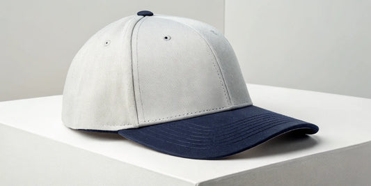 Beisbol Barbas fitted hat in a gray and navy style.