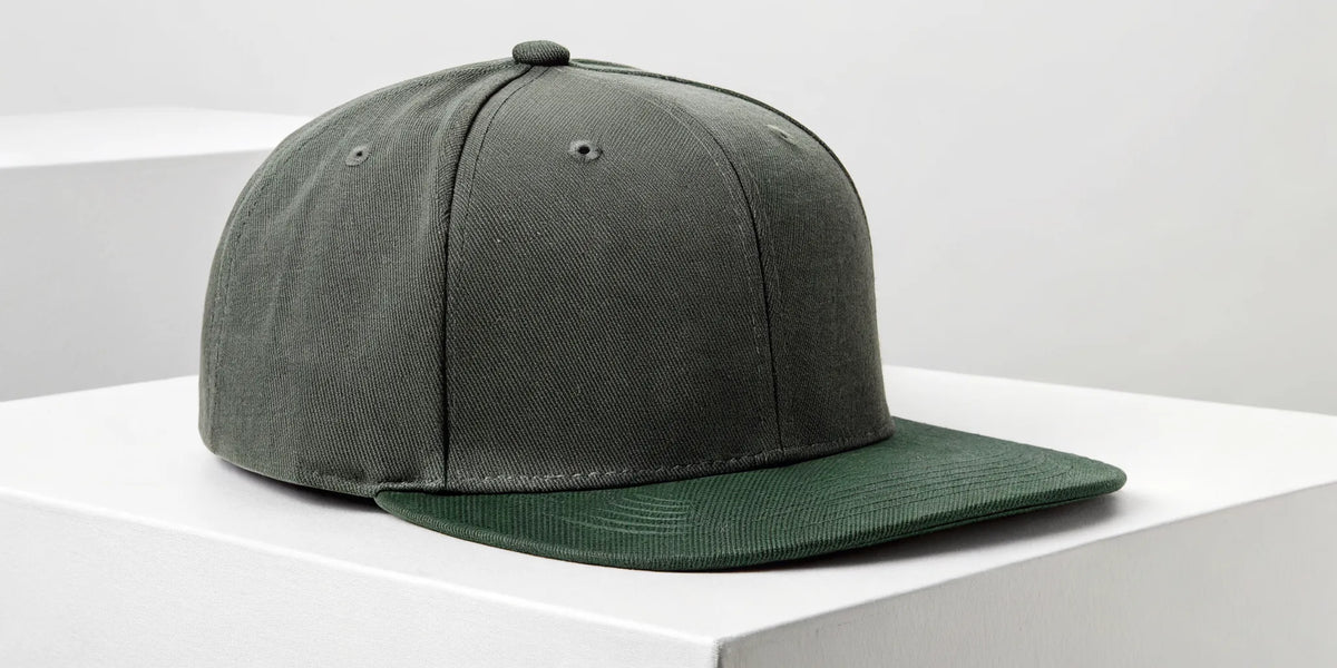Beisbol Barbas snapback hat in dark green with signature metallic embroidery and a structured, flat-brim fit.