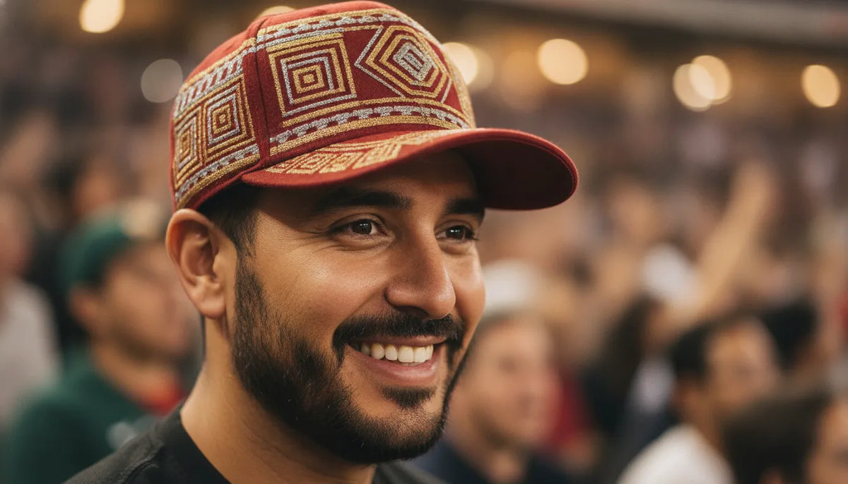 Fan wearing a structured embroidered beisbol Barbas sports hat at a game