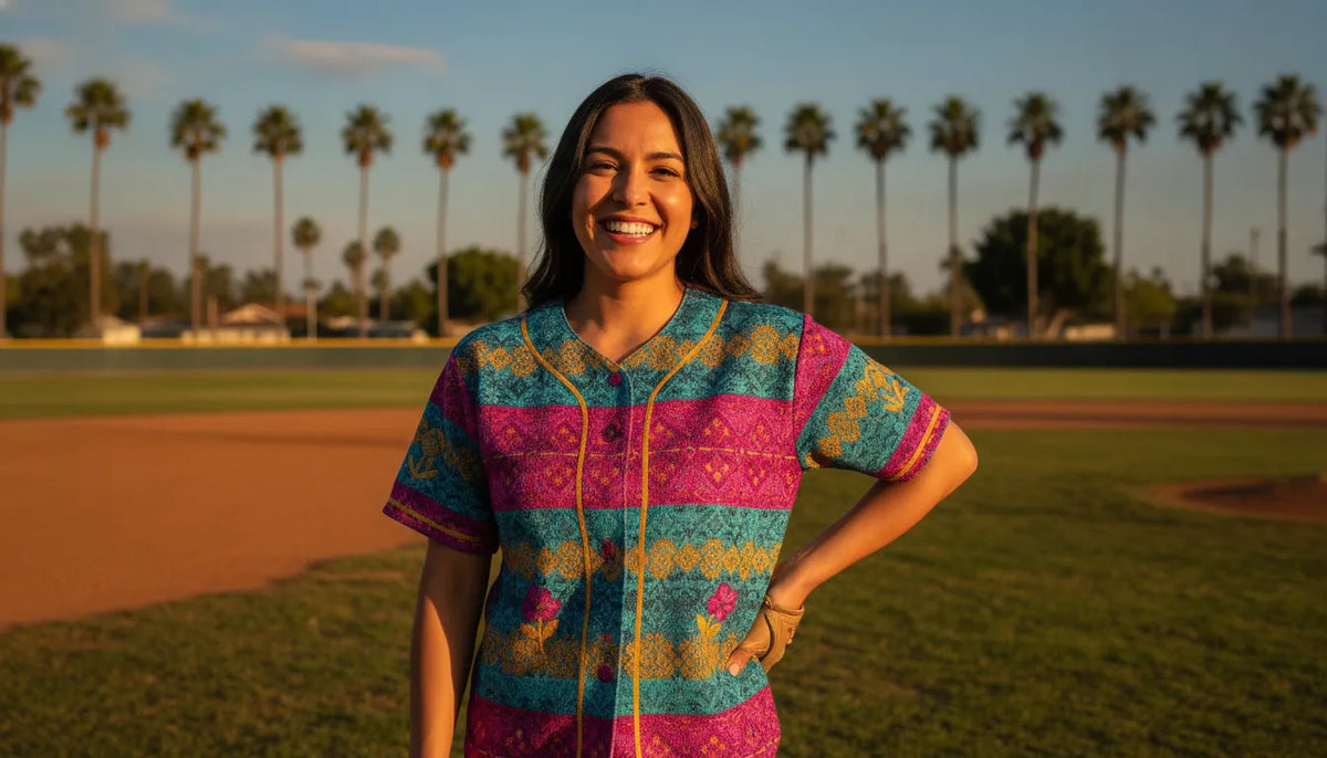Mexican American fan wearing a California-style Mexican baseball jersey