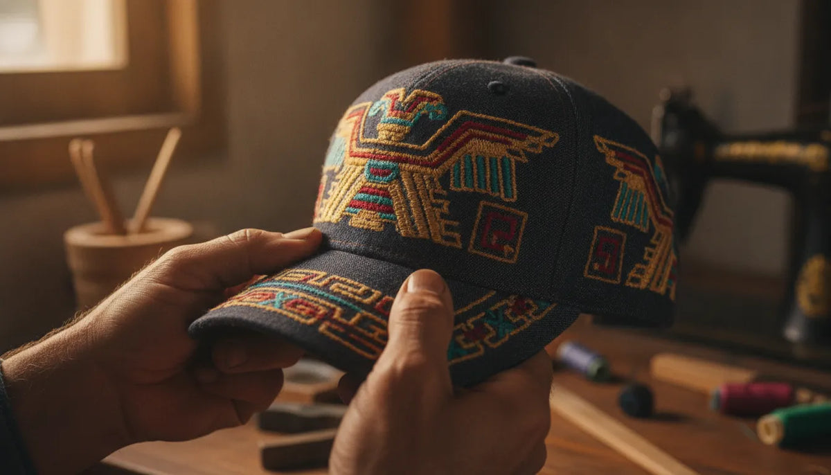 Premium handmade Mexican baseball cap with fine embroidered stitching