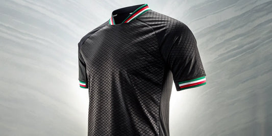 Black Mexico jersey with iconic green, white, and red trim on the collar and sleeves.