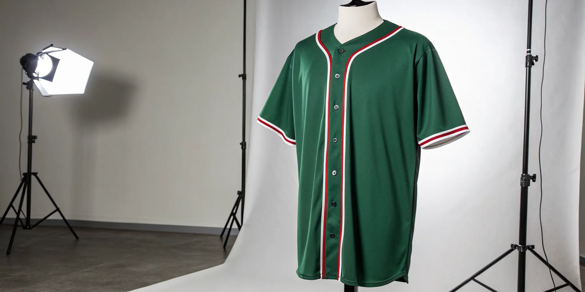 Green Mexico baseball league jersey with red and white trim.