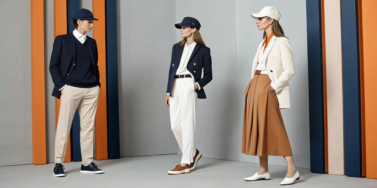 Models wear Beisbol Astros Dandy hats styled with baseball jerseys and blazers.