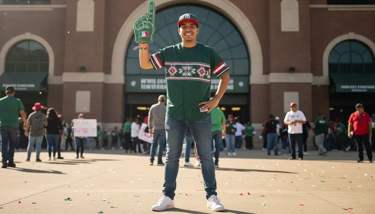 Fan styling a Mexico baseball jersey for game day