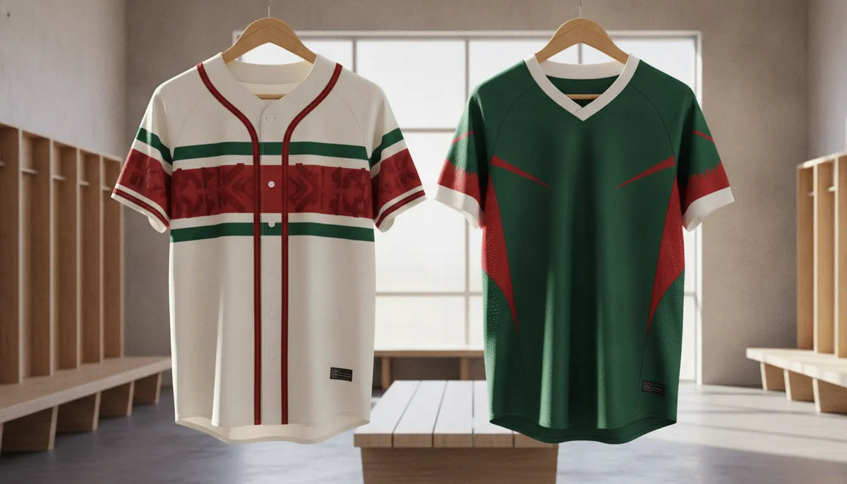 Mexican baseball jersey vs soccer jersey silhouettes side by side