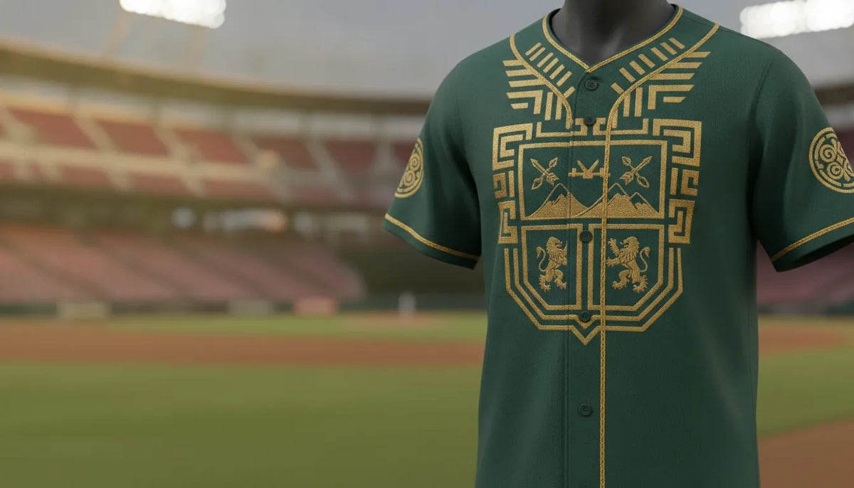 Green and gold San Luis Potosi inspired baseball jersey