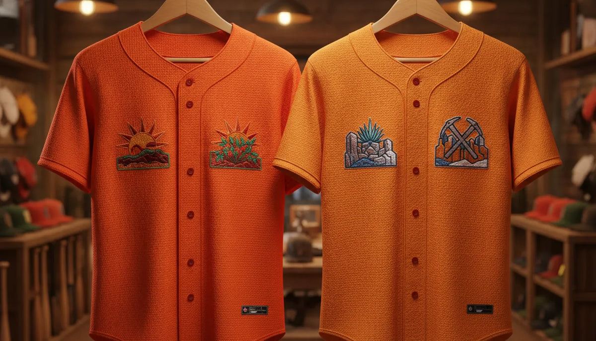 Sonora Naranja y Zacatecas Orange jerseys de béisbol mexicano lado a lado