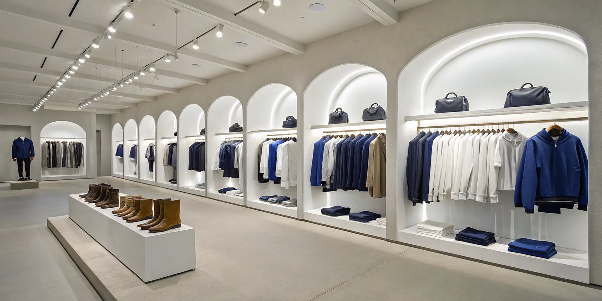 A store display of Dodgers beisbol apparel, hoodies, and accessories.
