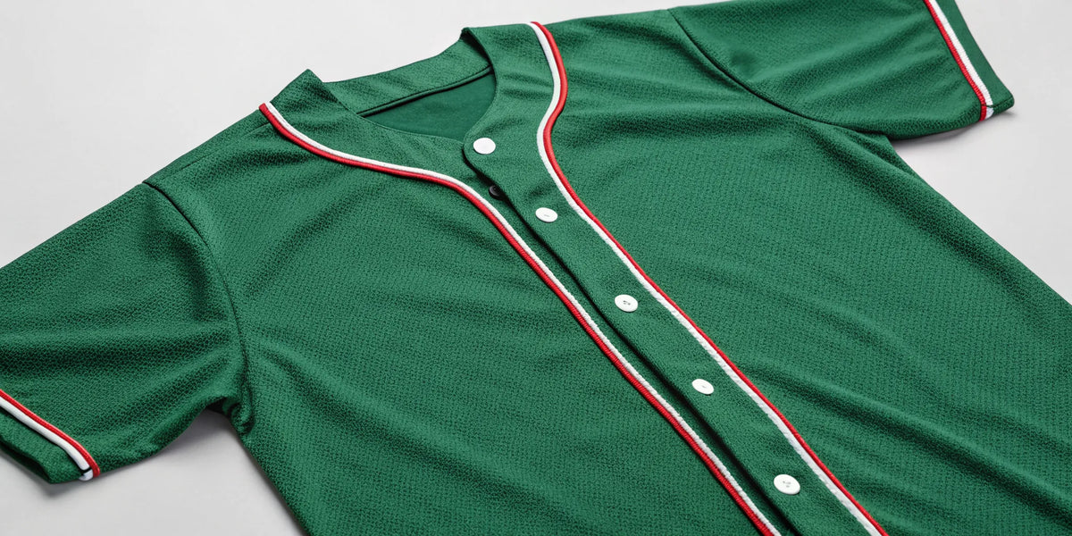 Green Mexico baseball jersey with red and white trim.