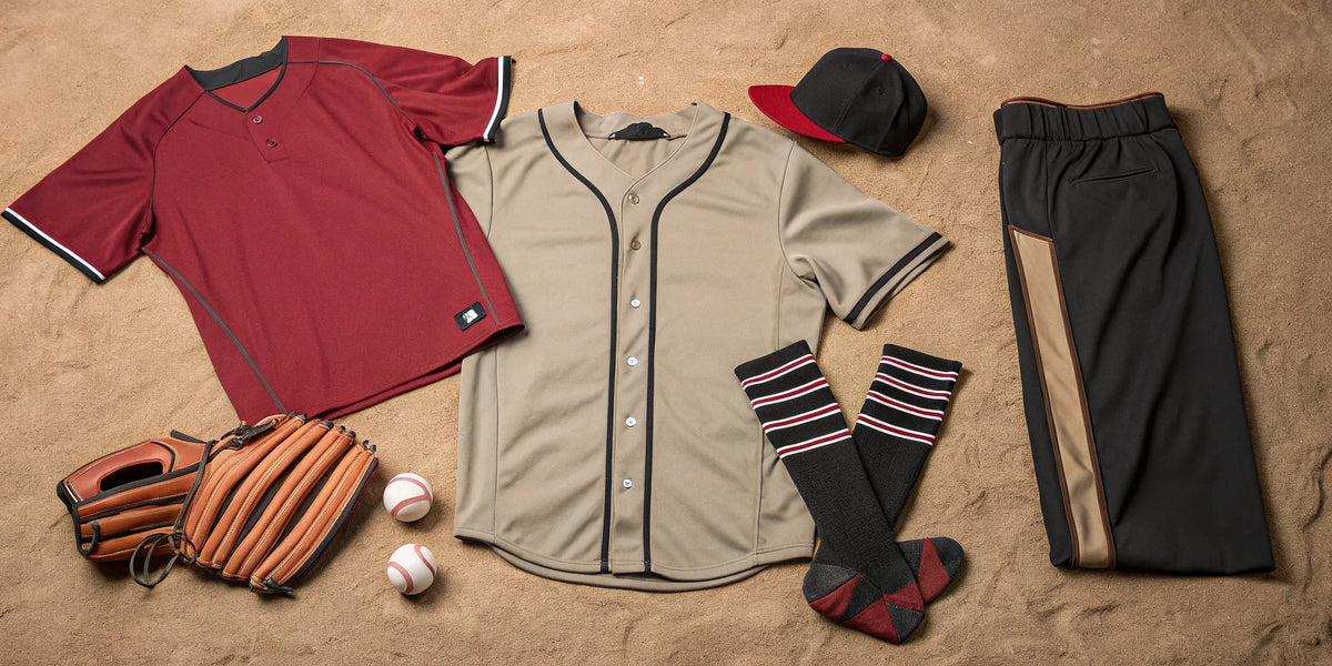 An authentic Arizona beisbol apparel set with a jersey, cap, and glove.