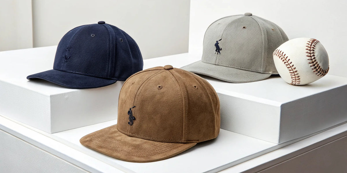 Gallo Fino beisbol hats in navy, brown, and gray in Los Angeles.