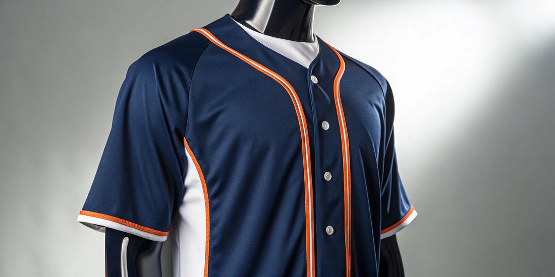 Navy blue Astros beisbol jersey with orange trim and white accents.